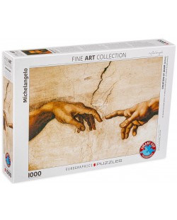 Puzzle Eurographics de 1000 piese - Crearea lui Adam (detaliu), Michelangelo Buonarroti