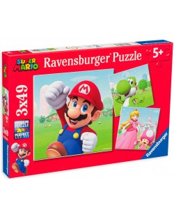 Puzzle Ravensburger din 3 x 49 de piese - Super Mario