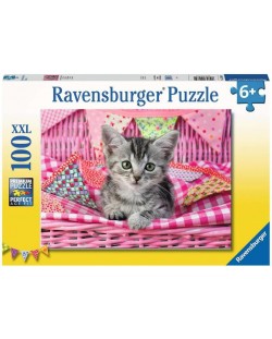 Puzzle Ravensburger 100 de piese XXL - Pisicuță drăguță