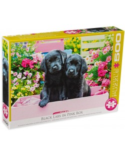 Puzzle Eurographics de 500 XXL piese - Black Labs in Pink Box