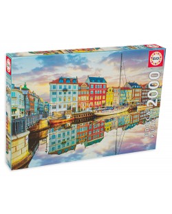 Puzzle Educa din 2000 de piese - Apus in portul Copenhaga