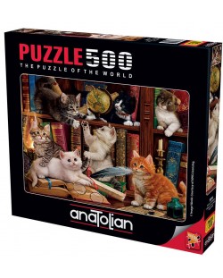 Puzzle Anatolian de 500 de piese - Pisici in biblioteca