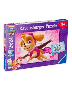 Puzzle Ravensburger din 2 x 24 piese - Skye si Everest, Paw Patrol