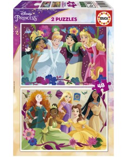 Educa 2 x 48 piese puzzle - Disney Princesses
