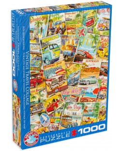 Puzzle Eurographics de 1000 piese - Vintage Travel Collage