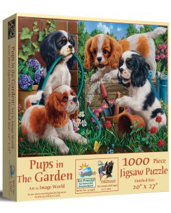 Puzzle SunsOut din 1000 de piese - Pui de câine în grădină