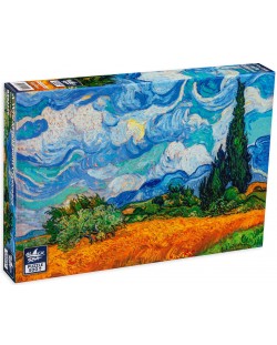 Puzzle Black Sea din 500 de piese - Camp de grau cu chiparosi, Vincent van Gogh