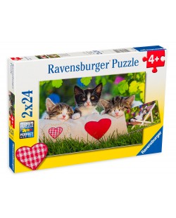 Puzzle Ravensburger 2 in 1 de 24 piese - Pisoi adormiti