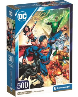 Puzzle Clementoni din 500 piese - Personajele lui DC Comics в действие