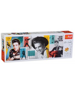 Puzzle panoramic Trefl de 500 piese - Elvis Presley, colaj