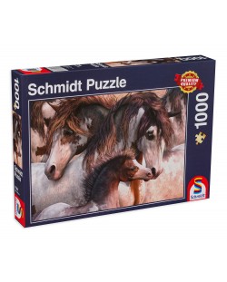 Puzzle Schmidt din 1.000 de piese - Familie de cai