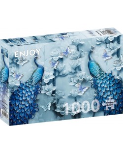 Puzzle Enjoy din 1000 de piese - Pauni albaștri