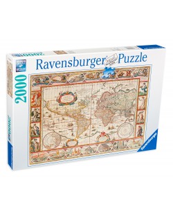 Puzzle Ravensburger de 2000 piese - Harta veche a lumii din 1650