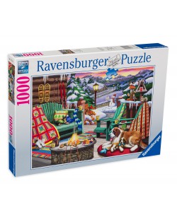 Puzzle Ravensburger cu 1000 de piese - Vacanță la schi