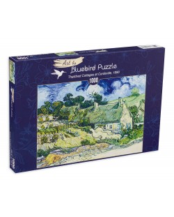 Puzzle Bluebird de 1000 piese - Thatched Cottages at Cordeville, 1890