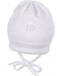 Pălărie pentru copii din bumbac tricotata Sterntaler - 49 cm, 12-18 luni, albă