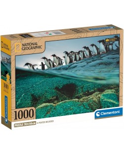 Puzzle  Clementoni din 1000 piese - Pinguinii Gento se îndreaptă spre mare