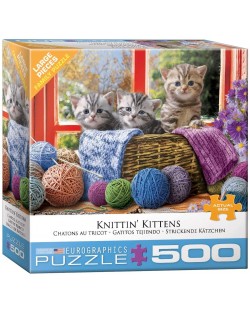 Puzzle Eurographics de 500 piese  XL - Knittin' Kittens