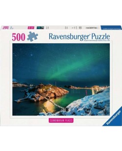 Puzzle Ravensburger din  500 piese - Aurora boreală în Tromso