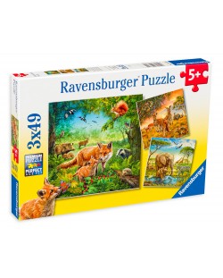 Puzzle Ravensburger 3 x 49 piese - Regatul animalelor