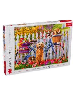 Puzzle Trefl din 500 de piese - Câine cu bicicleta