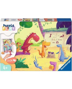 Joc de masă puzzle  Ravensburger din 2 х 24 piese - Dinozaur vară