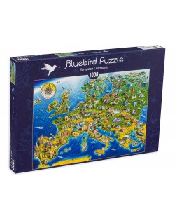 Puzzle Bluebird de 1000 piese -European Landmarks, Adrian Chesterman