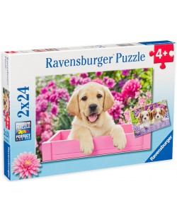 Puzzle Ravensburger din 2 x 24 de piese - Eu si prietenul meu