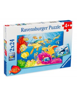 Puzzle Ravensburger  2 de cate 24 piese - Viata subacvatica
