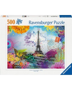 Puzzle Ravensburger  din  500 piese - Carte poștală de la Paris