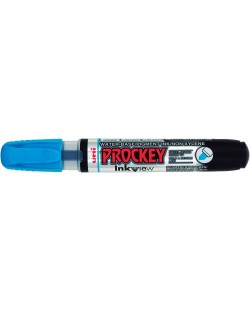Marker permanent Uni Prockey - PM-225F, pe baza de apa, 1,4-2,0 mm si 3,7 mm, albastru deschis