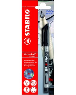 Marker permanent Stabilo - Write-4-all, F, 0.7 mm, negru