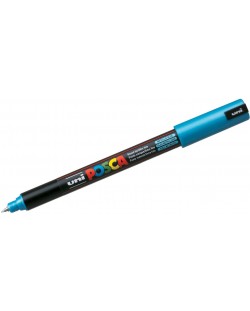 Marker permanent ultra fin Uni Posca - PC-1MR, 0,7 mm, albastru metalic