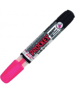 Marker permanent Uni Prockey - PM-225F, varf rotund si conic, 1,4-2,0 mm si 3,7 mm, roz fluorescent