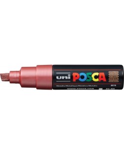 Marker permanent cu un varf tesit Uni Posca - PC-8K, 8 mm, rosu metalic