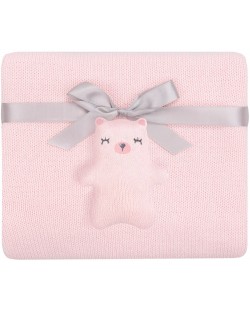 Pătură tricotată din bumbac KikkaBoo - Bear with me, Pink
