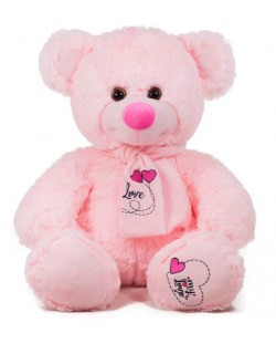 Jucărie de pluș Amek Toys - Ursuleț de pluș cu eșarfă roz, 45 cm