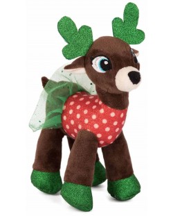Jucărie de pluș Amek Toys - Ren cu rochie verde de Crăciun, 30 cm