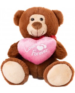 Jucărie de pluș Amek Toys - Ursuleț maro cu inimă, 20 cm