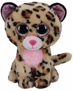 Jucarie de plus TY Toys - Leopard roz-maro Livvie, 15 cm