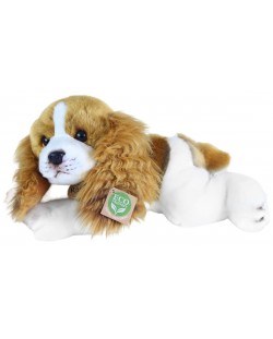 Jucărie de pluș Rappa Eco Friends - Câine Cavalier King Charles Spaniel culcat, 30 cm