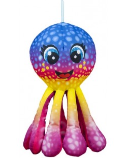Jucărie de pluș Amek Toys - Caracatiță colorată, albastră, 25 cm