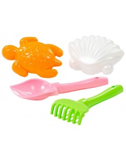 Set de plajă  Polesie Toys - broască țestoasă, 4 piese 