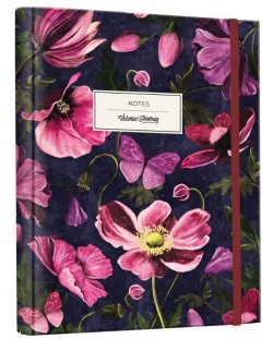 Planificator Victoria's Journals Florals - Flori, spirală ascunsă, copertă rigidă, cu linii