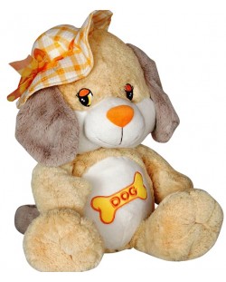 Jucărie de pluș Amek Toys - Câine cu pălărie galbenă, 36 cm