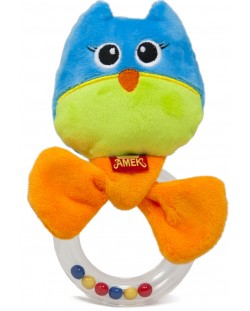 Plus zornaitor pentru copii Amek Toys - Bufnita, Albastru, 16 cm