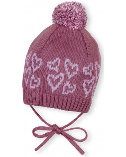 Căciulă de iarnă tricotată cu ciucuri Sterntaler - 45 cm, 6-9 luni, roz