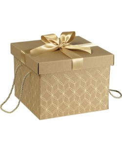 Cutie de cadou Giftpack -Aur, cu panglică și mânere, 27 х 27 х 20 cm