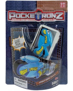 Jucarie de buzunar pentru copii PockeTronz - Motocicleta albastra