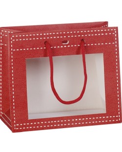 Sacosa de cadou Giftpack - 20 х 10 х 17 cm, roșu, fereastră PVC